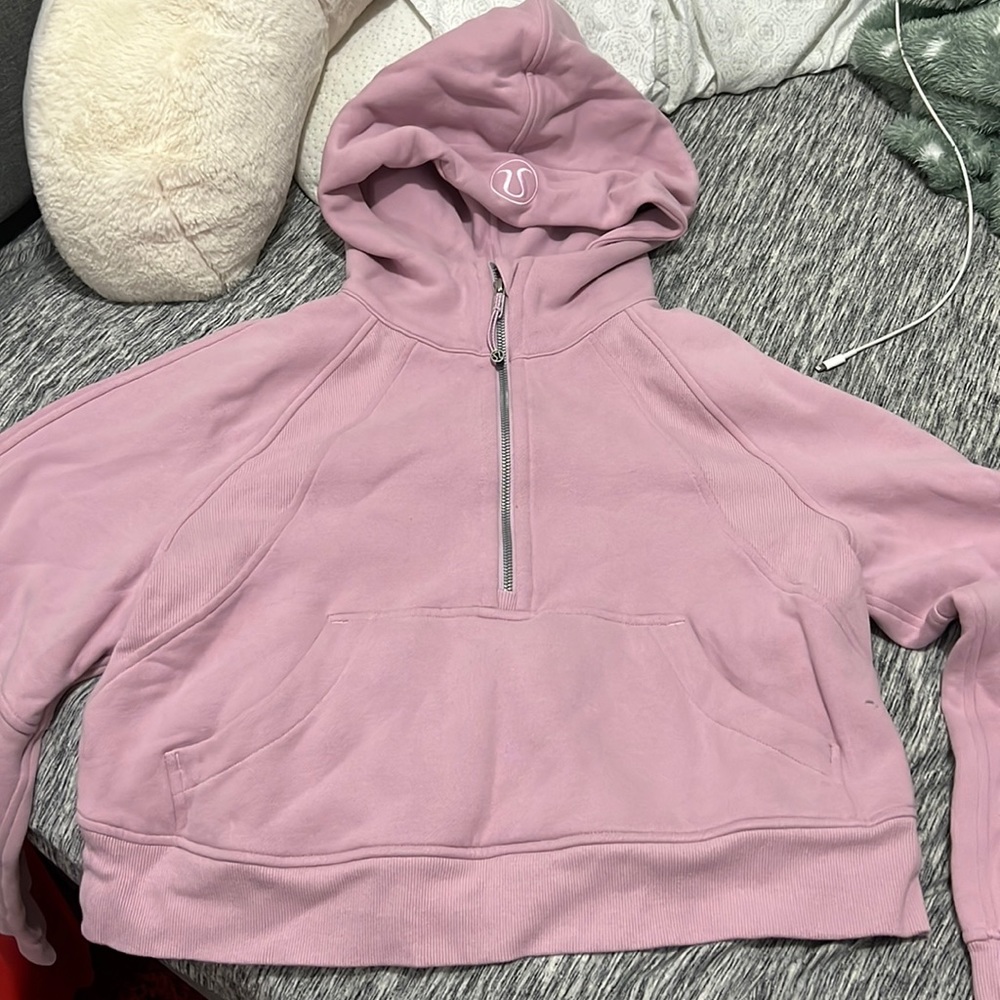 COPY - pink peony lululemon half zip scuba